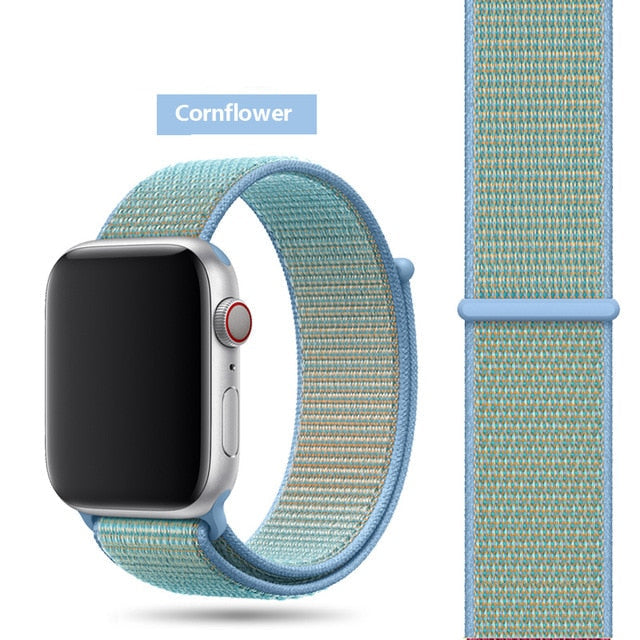 Cornflower Nylon Sport Loop Watch Band For Apple iWatch Straps 38mm, 40mm, 41mm, 42mm, 44 mm, 45mm, 46mm, 49mm On Sale