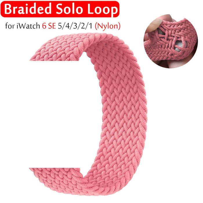Pink Punch Stretchable Braided Solo Loop Apple Watch Bracelet For iWatch Series 7, 6, SE, 5, 4, 3