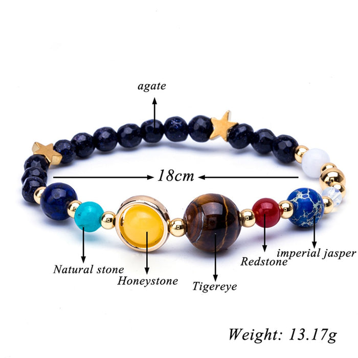 Galaxy Planets Chakra Natural Stone Bracelet 