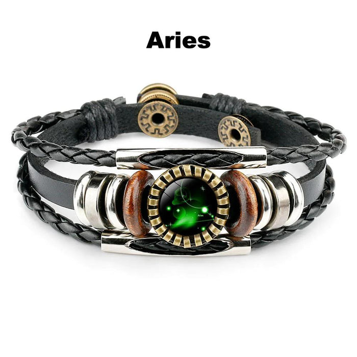 Aries Zodiac Leather Bracelet On Sale