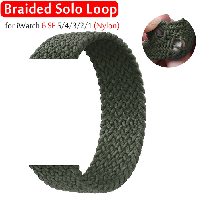 Inverness Green Stretchable Braided Solo Loop Apple Watch Bracelet For iWatch Series 7, 6, SE, 5, 4, 3