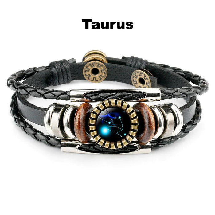 Taurus Zodiac Leather Bracelet On Sale