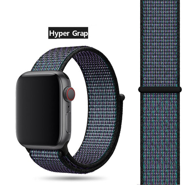 Hyper Grap Nylon Sport Loop Watch Band For Apple iWatch Straps 38mm, 40mm, 41mm, 42mm, 44 mm, 45mm, 46mm, 49mm On Sale