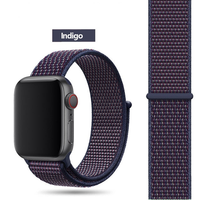 Indigo Nylon Sport Loop Watch Band For Apple iWatch Straps 38mm, 40mm, 41mm, 42mm, 44 mm, 45mm, 46mm, 49mm On Sale