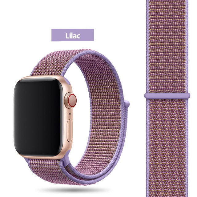 Lilac Nylon Sport Loop Watch Band For Apple iWatch Straps 38mm, 40mm, 41mm, 42mm, 44 mm, 45mm, 46mm, 49mm On Sale