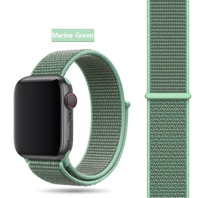 Maine Green Nylon Sport Loop Watch Band For Apple iWatch Straps 38mm, 40mm, 41mm, 42mm, 44 mm, 45mm, 46mm, 49mm On Sale