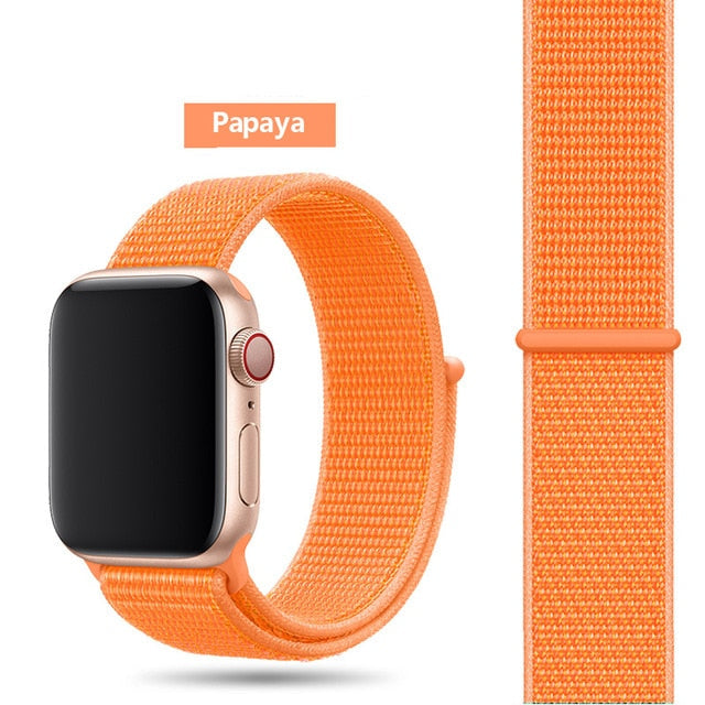 Papaya Nylon Sport Loop Watch Band For Apple iWatch Straps 38mm, 40mm, 41mm, 42mm, 44 mm, 45mm, 46mm, 49mm On Sale