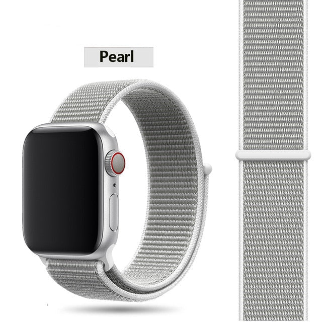 Pearl Nylon Sport Loop Watch Band For Apple iWatch Straps 38mm, 40mm, 41mm, 42mm, 44 mm, 45mm, 46mm, 49mm On Sale