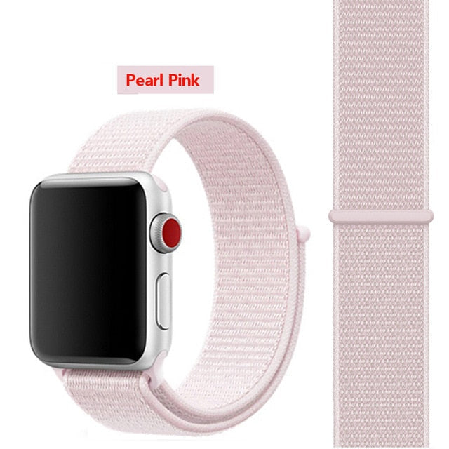 Pearl Pink Nylon Sport Loop Watch Band For Apple iWatch Straps 38mm, 40mm, 41mm, 42mm, 44 mm, 45mm, 46mm, 49mm On Sale