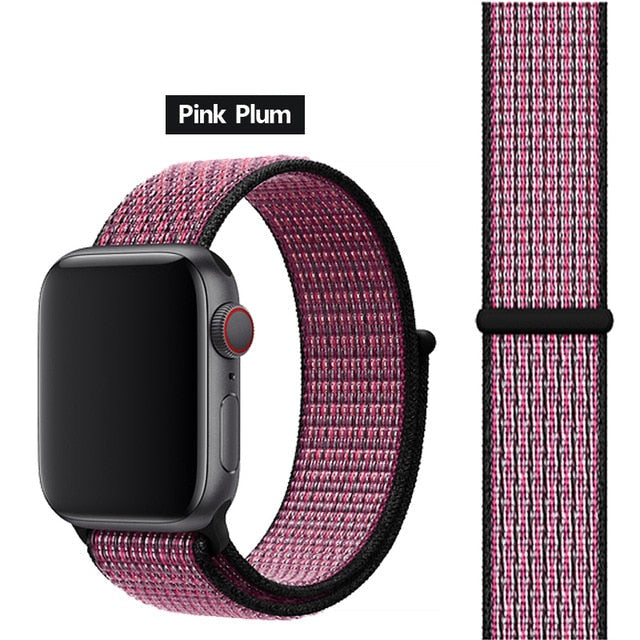 Pink Plum Nylon Sport Loop Watch Band For Apple iWatch Straps 38mm, 40mm, 41mm, 42mm, 44 mm, 45mm, 46mm, 49mm On Sale