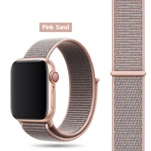 Pink Sand Nylon Sport Loop Watch Band For Apple iWatch Straps 38mm, 40mm, 41mm, 42mm, 44 mm, 45mm, 46mm, 49mm On Sale