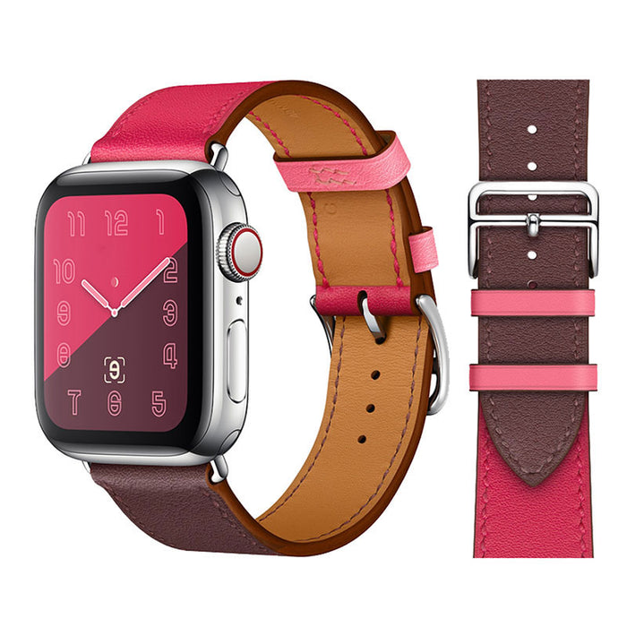 Wine Red Rose Genuine Cow Leather Loop Apple Watch Band For iWatch On Sale