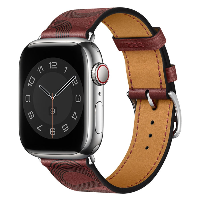 Red Black Genuine Cow Leather Loop Apple Watch Band For iWatch On Sale