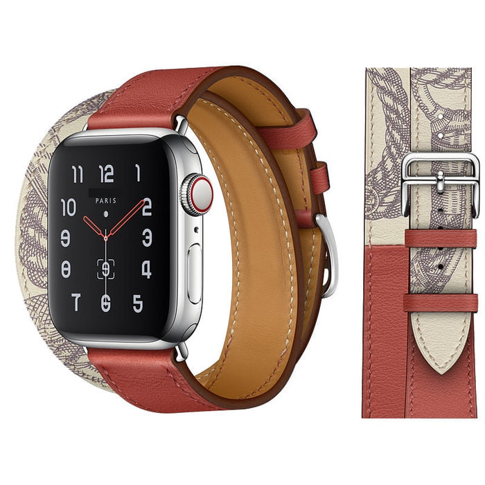 Double Tour Brique Beton Genuine Cow Leather Loop Apple Watch Band For iWatch On Sale
