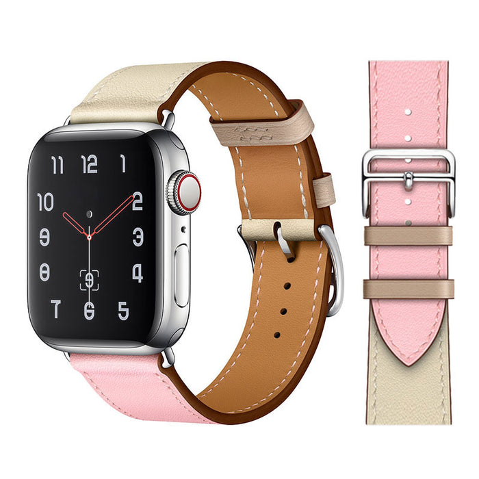 Rose Sakura Craie Genuine Cow Leather Loop Apple Watch Band For iWatch On Sale
