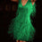 Green Sequin Tassel Fringe Mini Dress