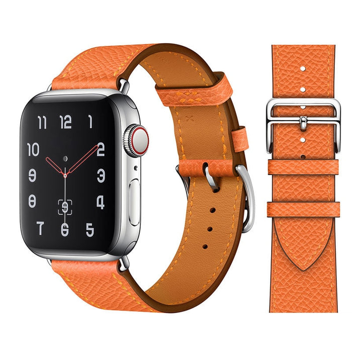 Lychee Orange Genuine Cow Leather Loop Apple Watch Band For iWatch On Sale