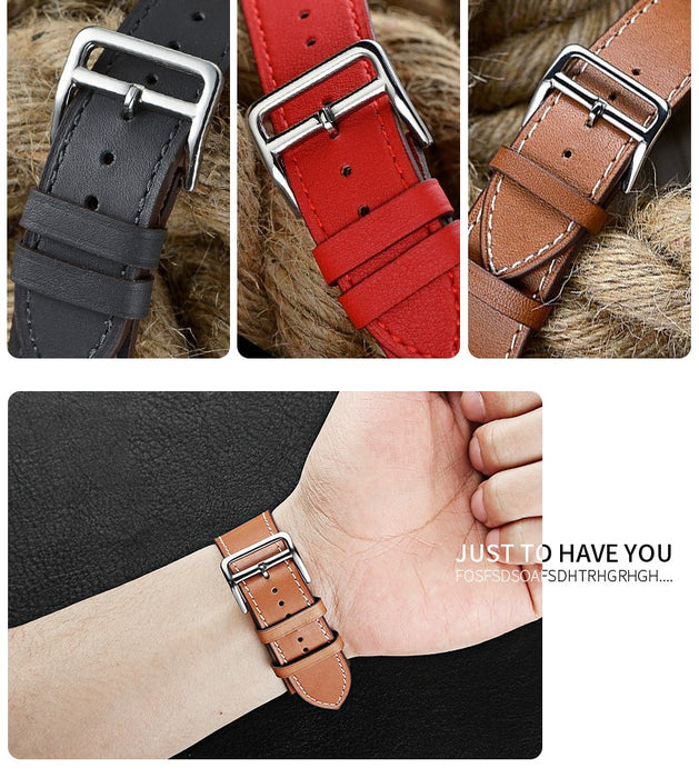 Genuine Cow Leather Loop Apple Watch Band For iWatch On Sale