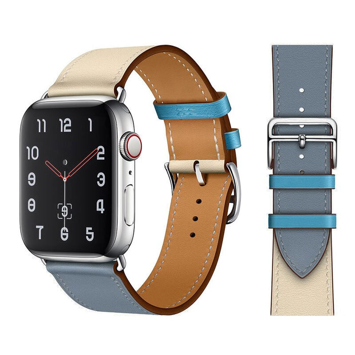 Blue Lin Craie Genuine Cow Leather Loop Apple Watch Band For iWatch On Sale