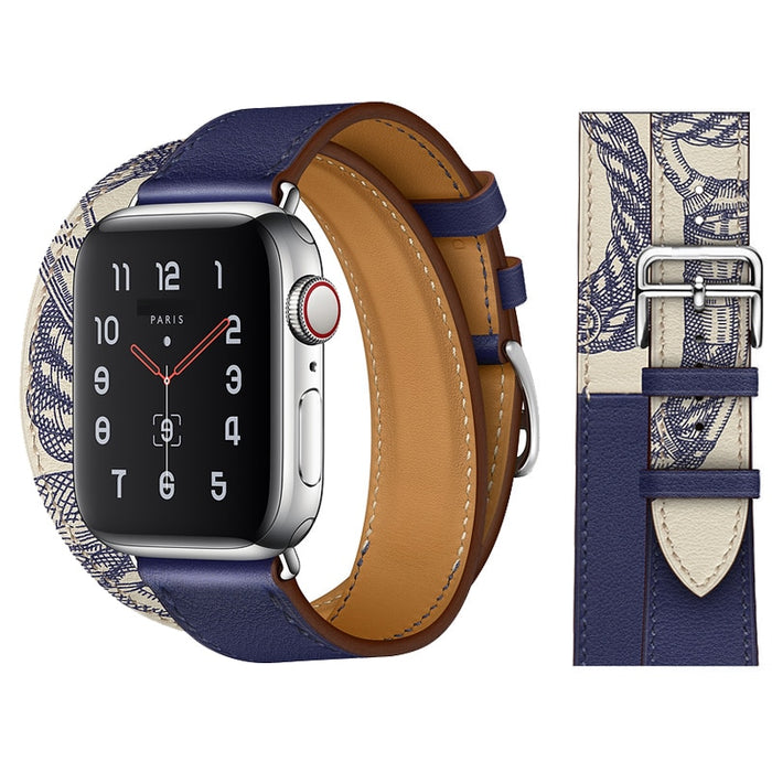 Double Tour Encre Beton Genuine Cow Leather Loop Apple Watch Band For iWatch On Sale