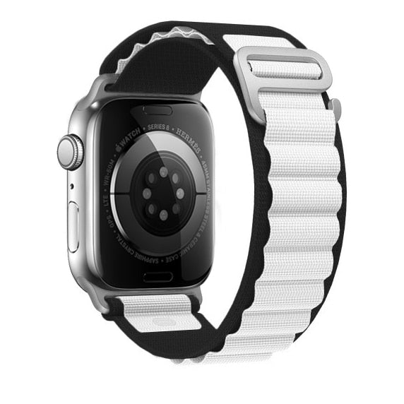 White Black Alpine Loop Collection For Apple Watch Series 8, Ultra, 7, SE, 6, 5, 4, 3 On Sale