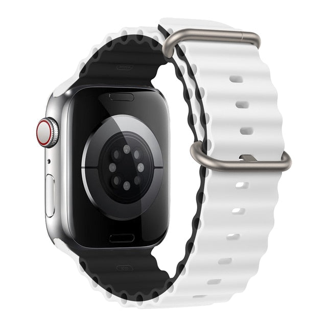 White Black Ocean Loop Band For Apple Watch Ultra And Series 7, 8, 4, 5, 6, 3, SE On Sale