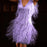 Lavender Color Sequin Tassel Fringe Mini Dress