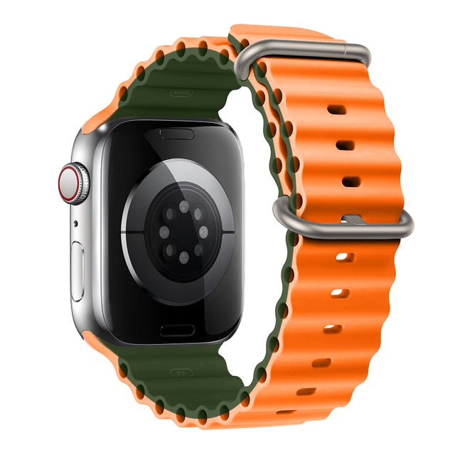 Orange Green Ocean Loop Band For Apple Watch Ultra And Series 7, 8, 4, 5, 6, 3, SE On Sale