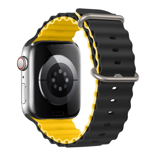 Black Yellow Ocean Loop Band For Apple Watch Ultra And Series 7, 8, 4, 5, 6, 3, SE On Sale