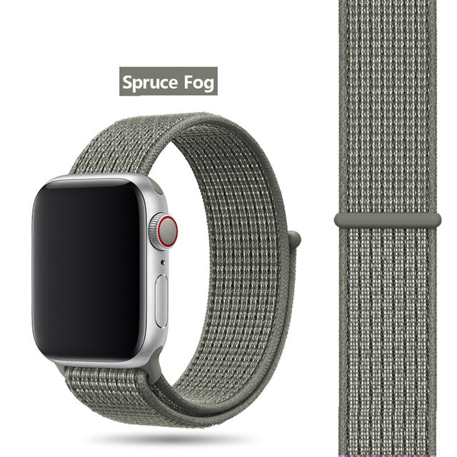 Spruce Fog Nylon Sport Loop Watch Band For Apple iWatch Straps 38mm, 40mm, 41mm, 42mm, 44 mm, 45mm, 46mm, 49mm On Sale