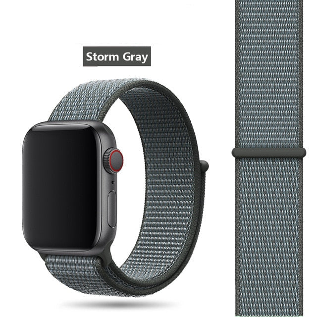 Storm Gray Nylon Sport Loop Watch Band For Apple iWatch Straps 38mm, 40mm, 41mm, 42mm, 44 mm, 45mm, 46mm, 49mm On Sale