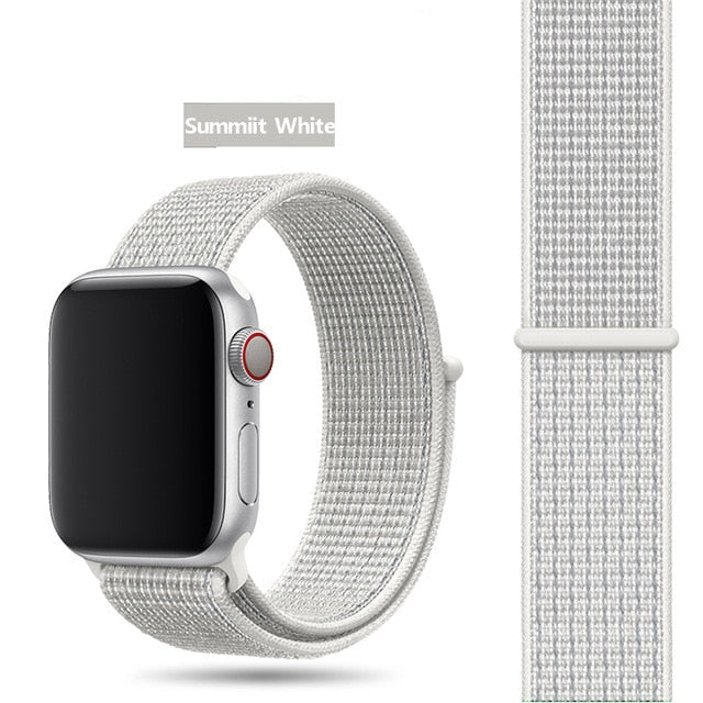 Summit White Nylon Sport Loop Watch Band For Apple iWatch Straps 38mm, 40mm, 41mm, 42mm, 44 mm, 45mm, 46mm, 49mm On Sale