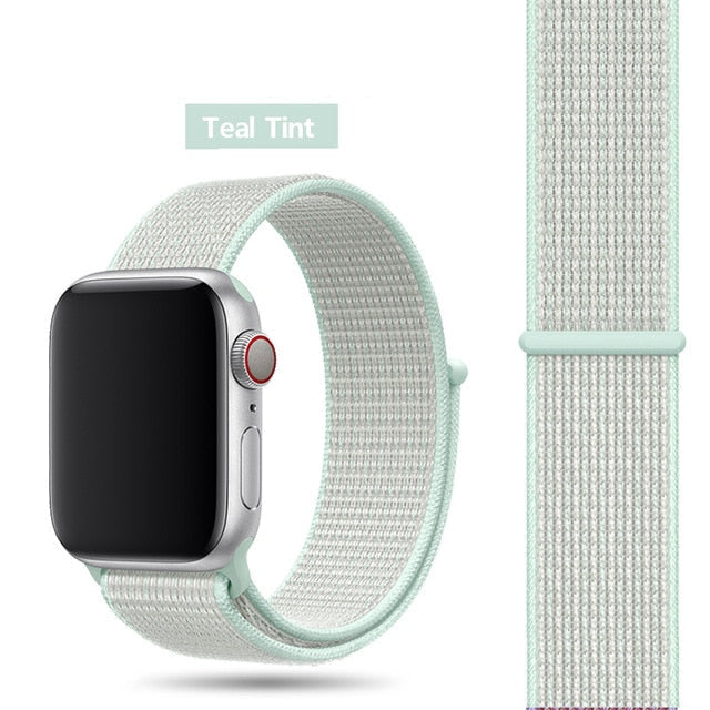 Teal Tint Nylon Sport Loop Watch Band For Apple iWatch Straps 38mm, 40mm, 41mm, 42mm, 44 mm, 45mm, 46mm, 49mm On Sale