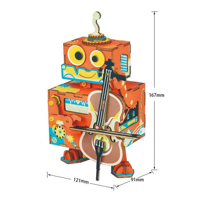 Little Robot Music Performer Wooden Puzzle - cloverbliss.com