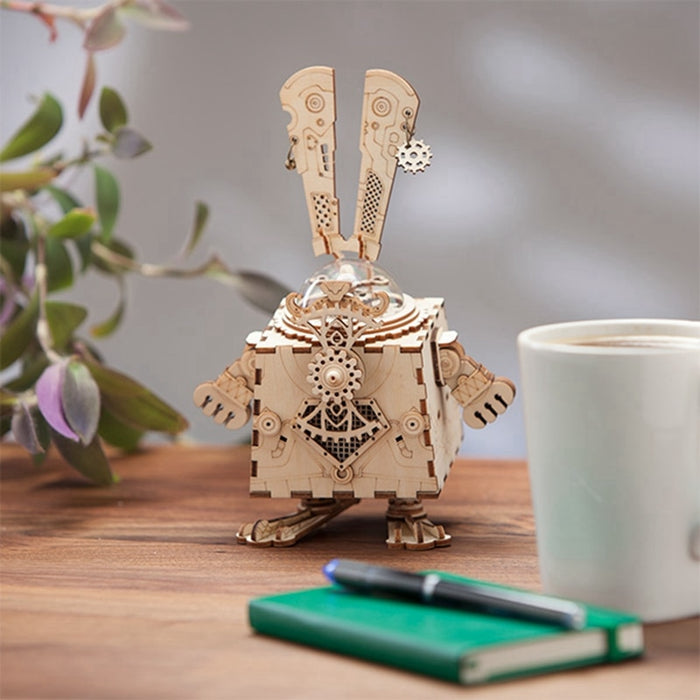 Steampunk Rabbit Music Box Puzzle - cloverbliss.com