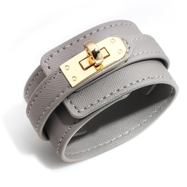 Trendy Leather Cuff Bracelets - cloverbliss.com