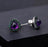 925 Sterling Silver Amethyst Purple Heart With Nano Emerald Green Side Stones Stud Earrings On Sale
