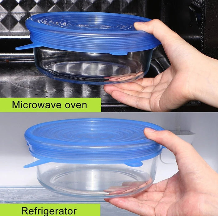 6 Pcs Per Set Eco-friendly Stretchy Silicone Food Storage Container Lids On Sale