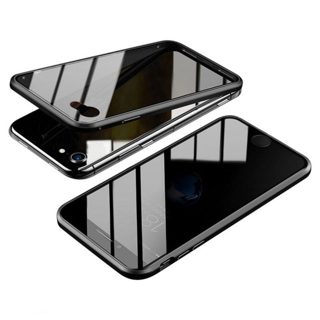 Black Magnetic Privacy Anti-peeping Tempered Glasses iPhone Case On Sale
