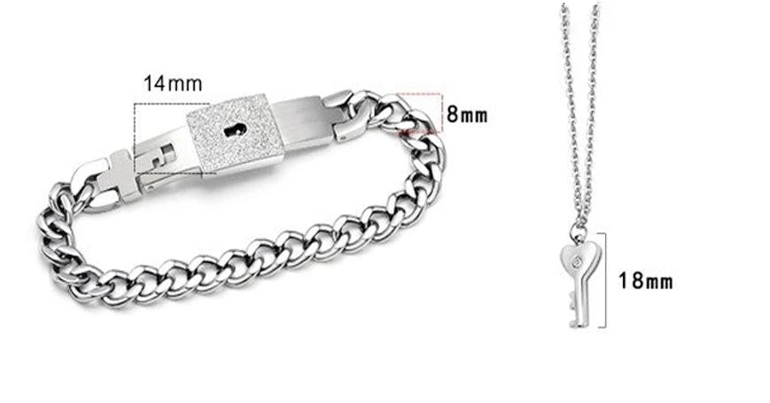 Concentric interlocking Chain And Link Titanium Couple Bracelet 