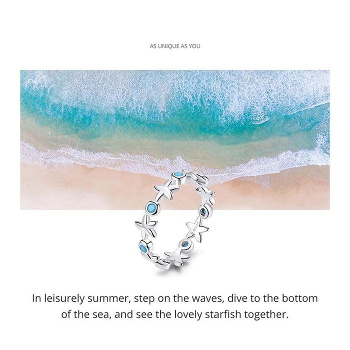 925 Sterling Silver Starfish Stackable Ring