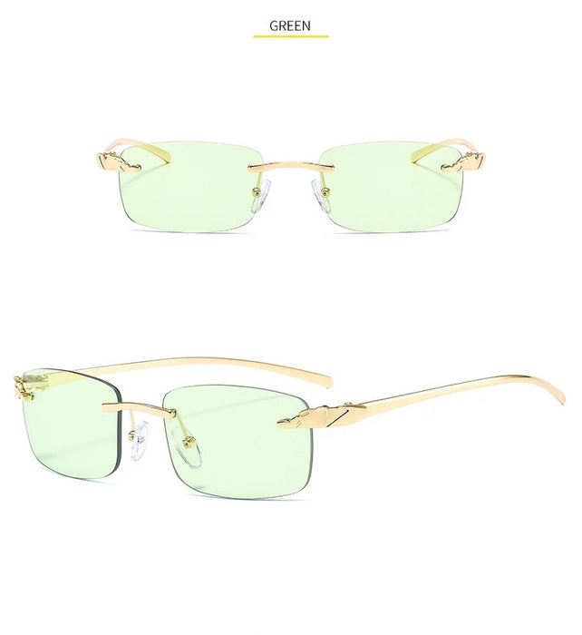 Classic Rectangle Rimless Sunglasses - cloverbliss.com