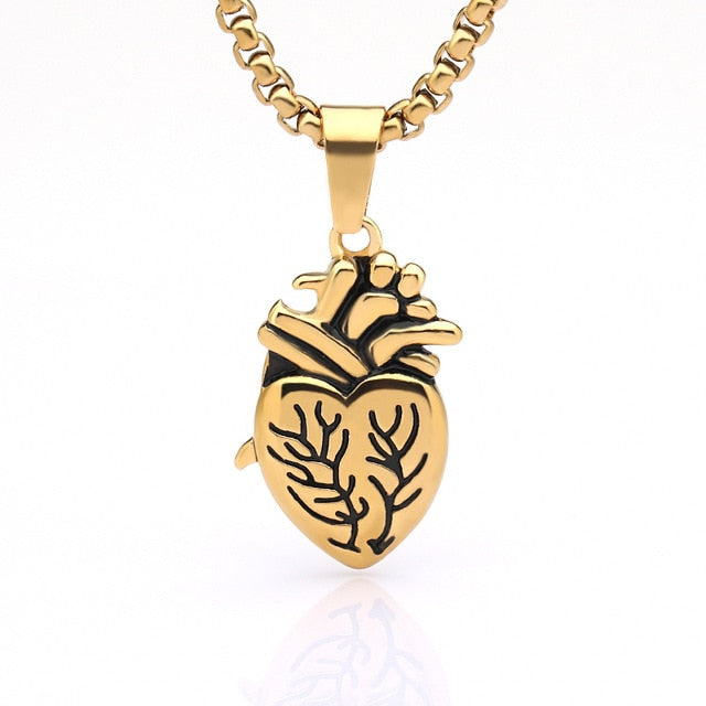 Gold Anatomical Heart Puzzle Couple Necklace On Sale