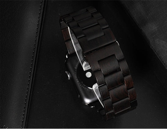 SALE Ebony Black Wooden Strap for Apple Watch Band 38mm, 40mm, 42mm, 44 mm 