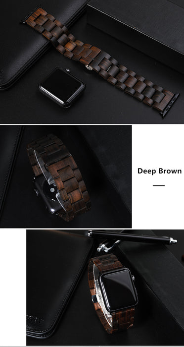 SALE Deep Brown Wooden Strap for Apple Watch Band 38mm, 40mm, 42mm, 44 mm 