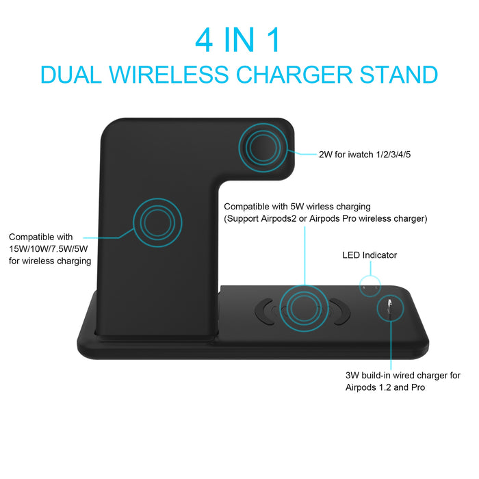 4 in 1 Fast Wireless Charging Dock for iPhone, Apple Watch, and Airpods