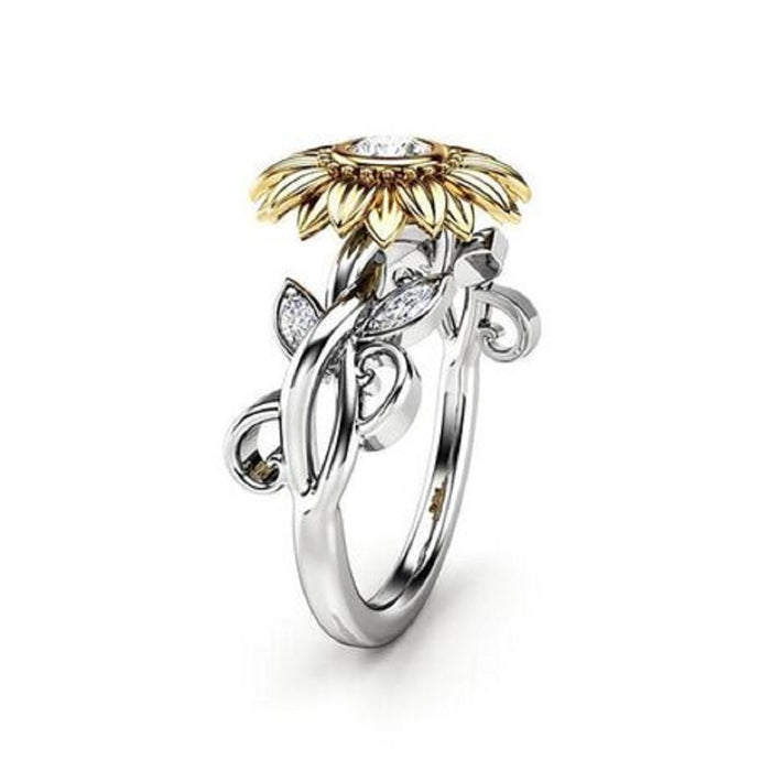 925 Sterling Silver Sunflower Ring On Sale