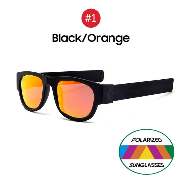 Black Orange Polarized Mirrored Lens Shapeable Slap-on Sunglasses On Sale