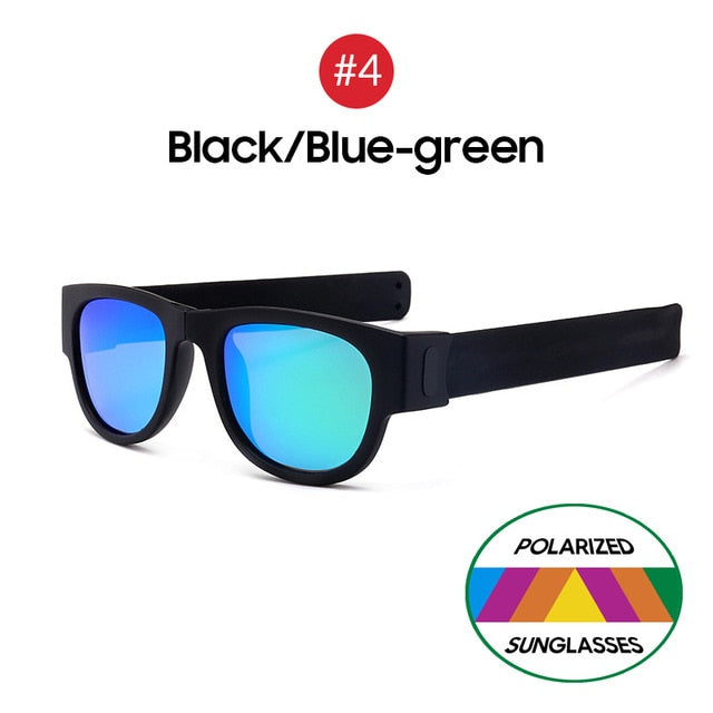 Black Blue-green Polarized Mirrored Lens Shapeable Slap-on Sunglasses On Sale