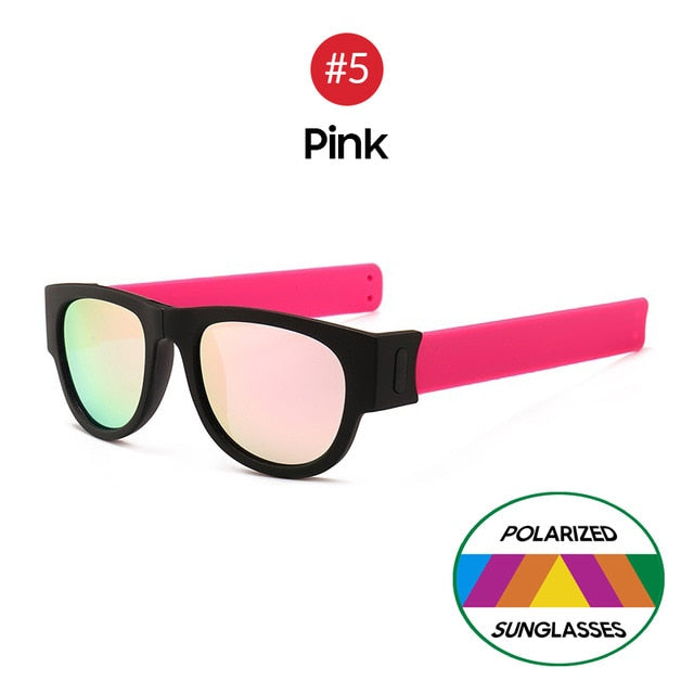 Pink Polarized Mirrored Lens Shapeable Slap-on Sunglasses On Sale